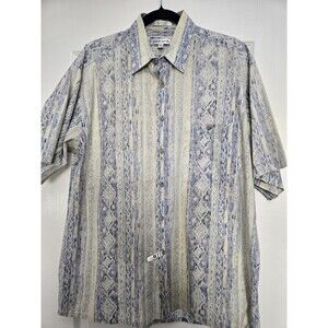 Vtg. Pierre Cardin Shirt Mens Large Geometric Short Sleeve Button Up 100% Cotton